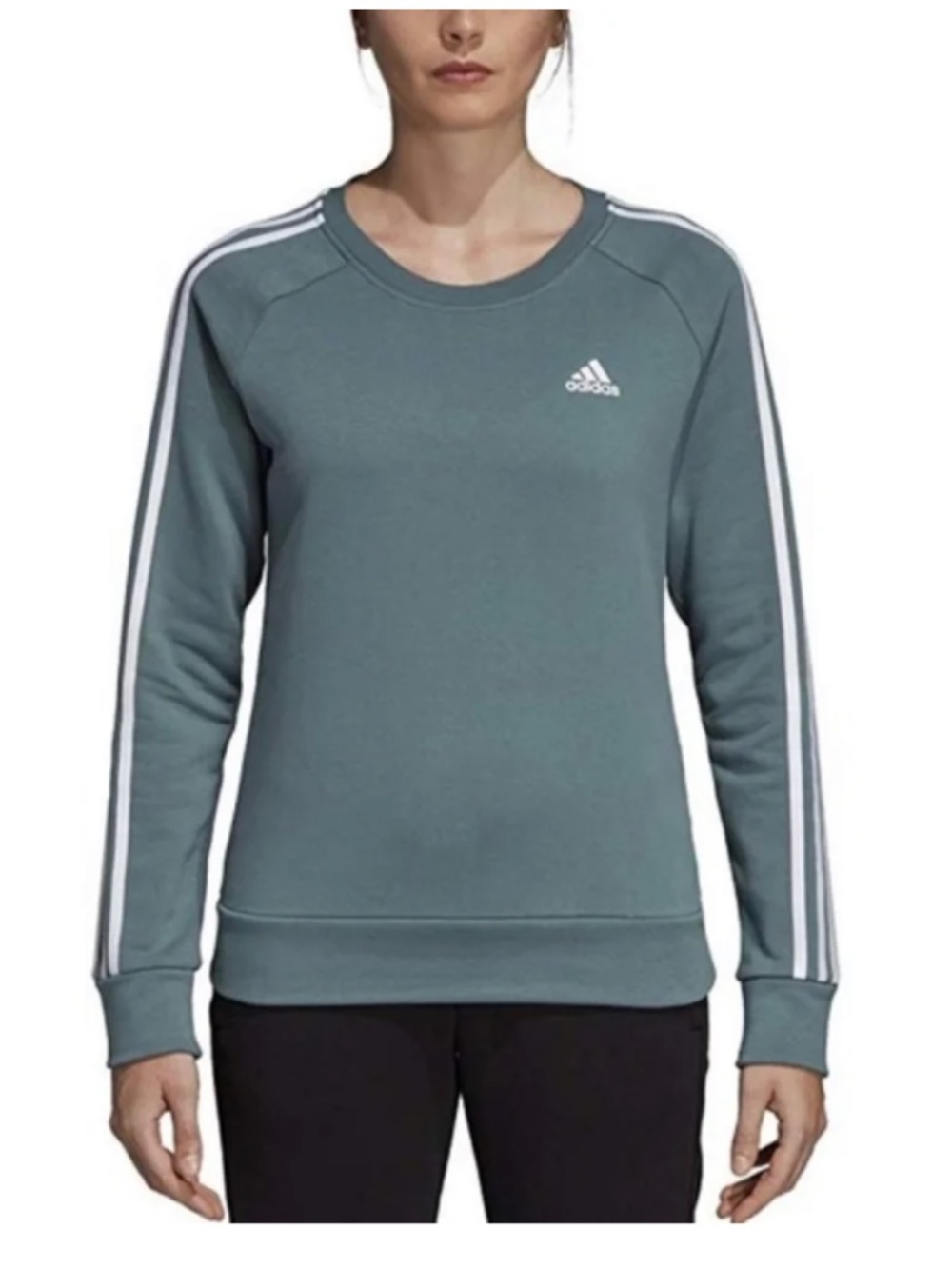 Adidas Women's Cozy Teal Sweatshirt with White Stripes Size XS